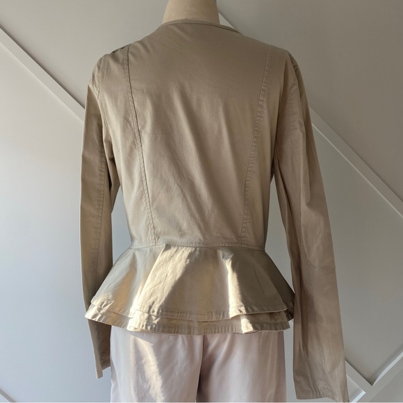 Halogen Khaki Moto Crop Jacket in Khaki - Size Small - Picture 3 of 9